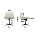 Oikiture Mid Back Office Chair Wide Seat PU Leather Beige - Close-Up Angle