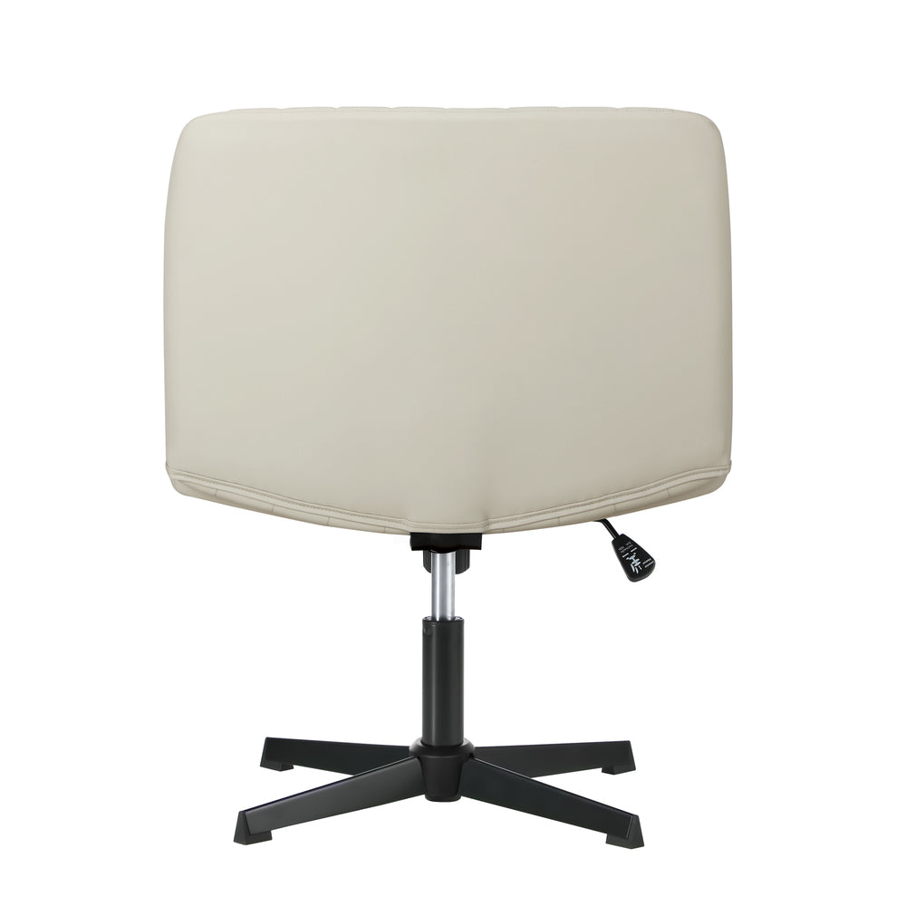 Oikiture Mid Back Office Chair Wide Seat PU Leather Beige
