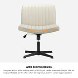 Oikiture Mid Back Office Chair Wide Seat PU Leather Beige