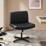 Oikiture Mid Back Armless Office Chair PU Leather Black - Low Angle