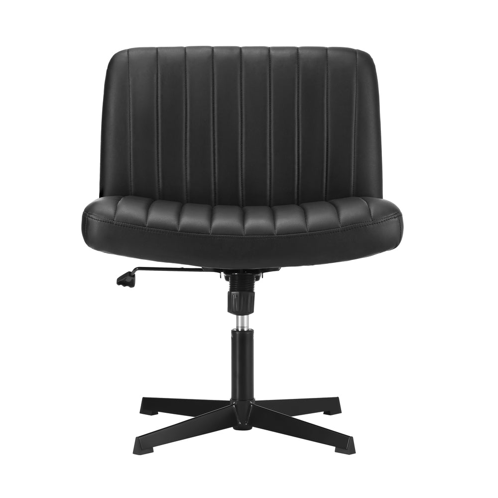 Oikiture Mid Back Armless Office Chair PU Leather Black
