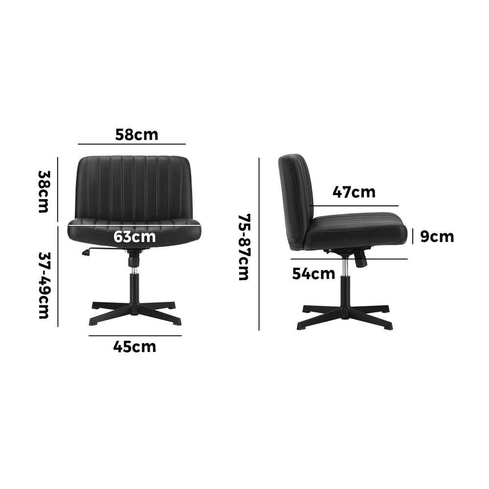 Oikiture Mid Back Armless Office Chair PU Leather Black