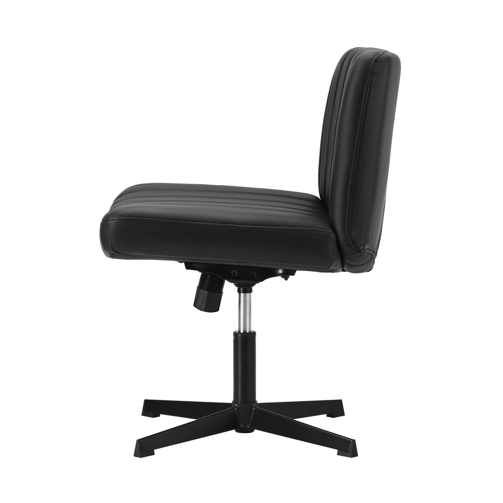 Oikiture Mid Back Armless Office Chair PU Leather Black