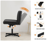 Oikiture Mid Back Armless Office Chair PU Leather Black
