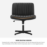 Oikiture Mid Back Armless Office Chair PU Leather Black
