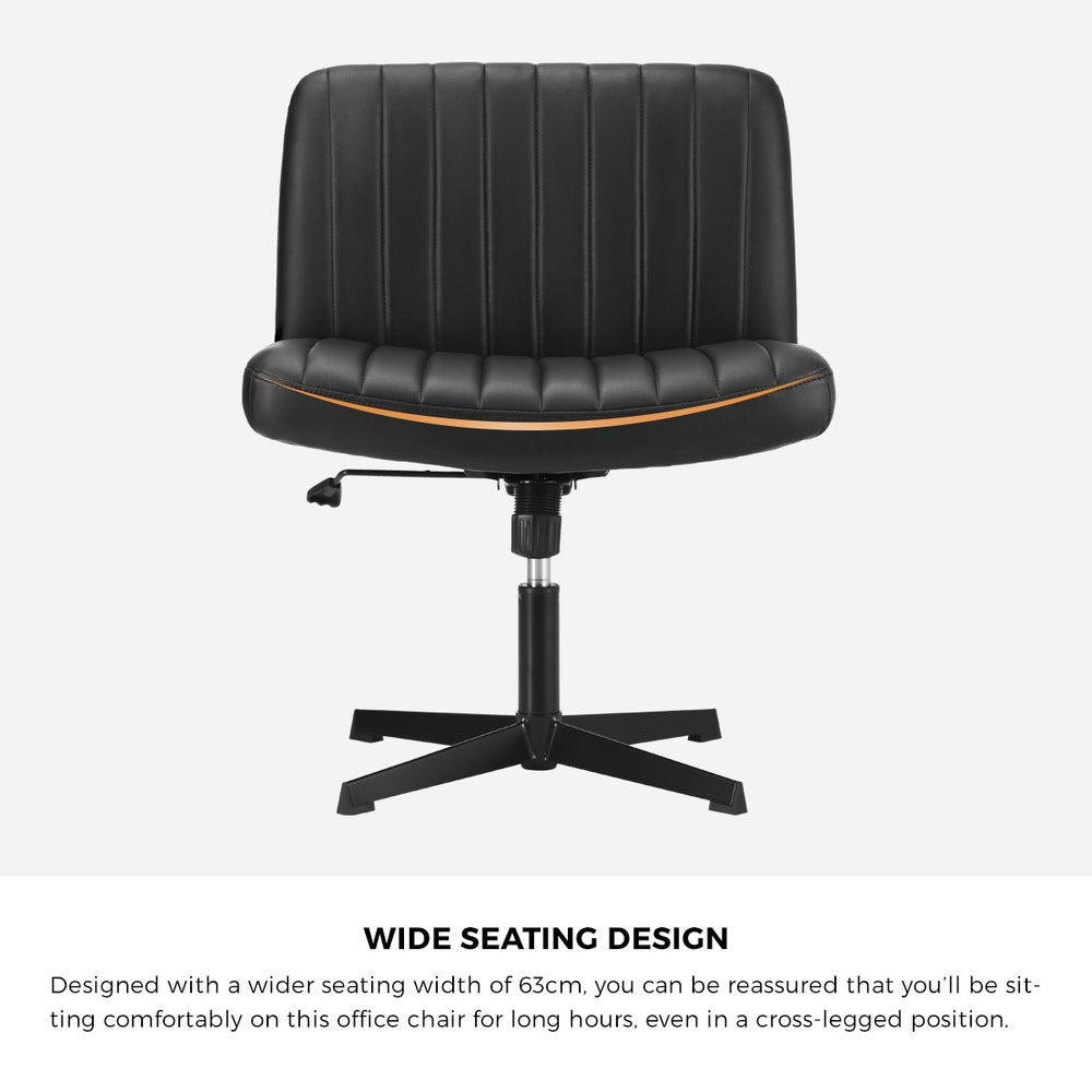 Oikiture Mid Back Armless Office Chair PU Leather Black