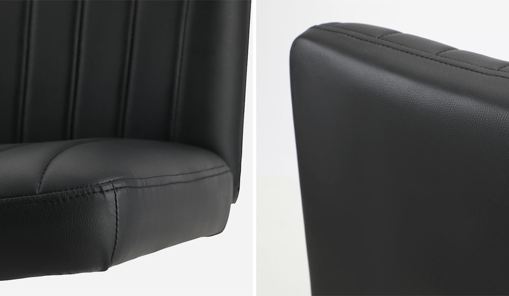 Oikiture Mid Back Armless Office Chair PU Leather Black