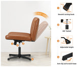 Oikiture Mid Back Office Chair Wide Seat PU Leather Brown - Top-Down View