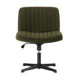 Oikiture Mid Back Armless Office Chair Wide Seat Sherpa Green - Low Angle