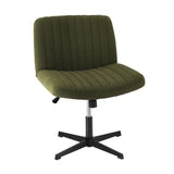 Oikiture Mid Back Armless Office Chair Wide Seat Sherpa Green - 45-Degree Angle