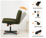 Oikiture Mid Back Armless Office Chair Wide Seat Sherpa Green - Rear View