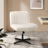 Oikiture Mid Back Office Chair Wide Seat Sherpa White