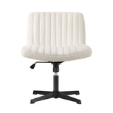Oikiture Mid Back Office Chair Wide Seat Sherpa White