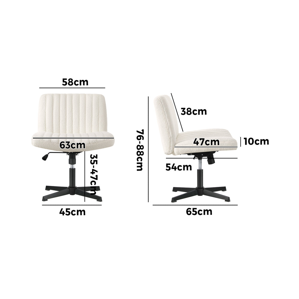 Oikiture Mid Back Office Chair Wide Seat Sherpa White