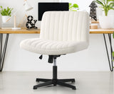 Oikiture Mid Back Office Chair Wide Seat Sherpa White - Rear View