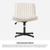 Oikiture Mid Back Office Chair Wide Seat Sherpa White