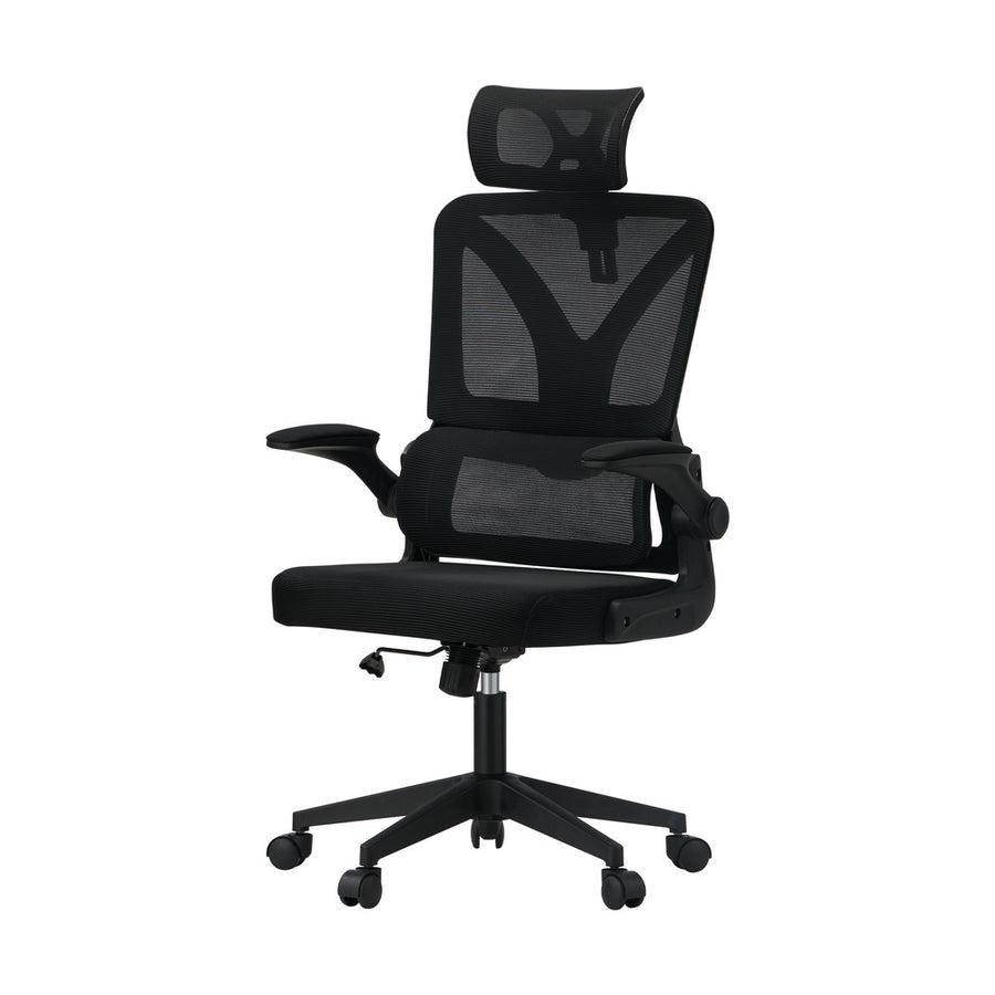 Oikiture Mesh Office Chair D-Shape Back Support Black