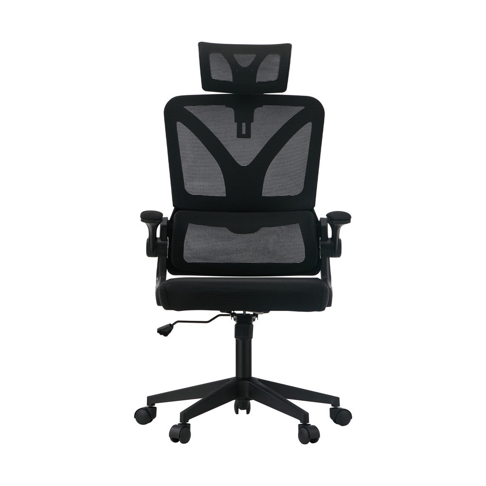 Oikiture Mesh Office Chair D-Shape Back Support Black