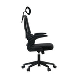 Oikiture Mesh Office Chair D-Shape Back Support Black - Side View
