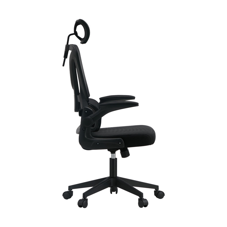 Oikiture Mesh Office Chair D-Shape Back Support Black
