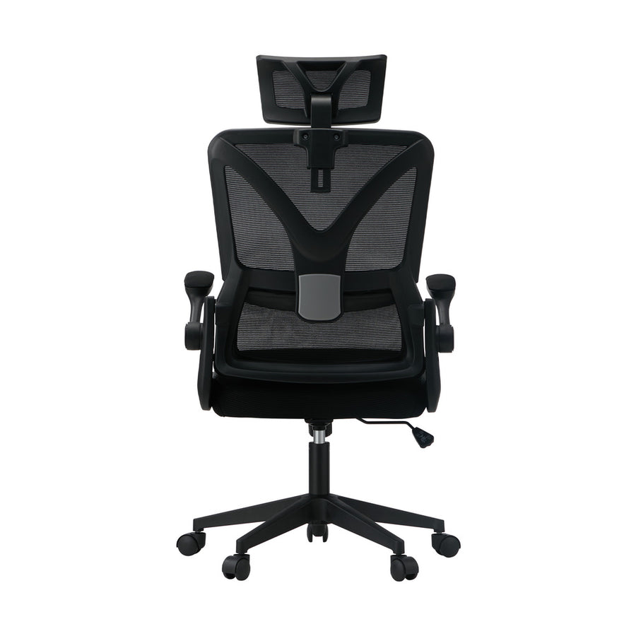 Oikiture Mesh Office Chair D-Shape Back Support Black