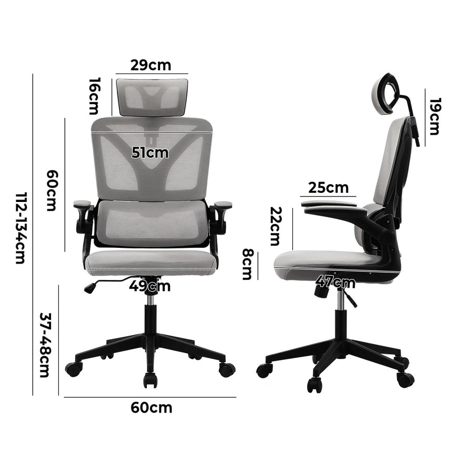 Oikiture Mesh Office Chair Adjustable Lumbar Support Black & Grey
