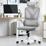 Oikiture Mesh Office Chair D-Shape Back Support White - 45-Degree Angle