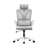 Oikiture Mesh Office Chair D-Shape Back Support White
