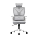 Oikiture Mesh Office Chair D-Shape Back Support White - Close-Up Angle
