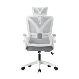 Oikiture Mesh Office Chair D-Shape Back Support White