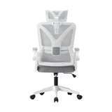 Oikiture Mesh Office Chair D-Shape Back Support White - Side View