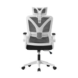 Oikiture Mesh Office Chair D-Shape Back Support White&Black - Close-Up Angle