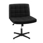 Oikiture Mid Back Office Chair Wide Seat Leather Black No Wheels