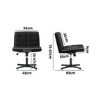 Oikiture Mid Back Office Chair Wide Seat Leather Black No Wheels