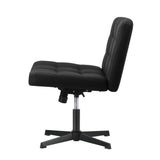 Oikiture Mid Back Office Chair Wide Seat Leather Black No Wheels