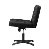 Oikiture Mid Back Office Chair Wide Seat Leather Black No Wheels - Side View
