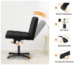 Oikiture Mid Back Office Chair Wide Seat Leather Black No Wheels - Top-Down View