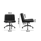 Oikiture Mid Back Office Chair Wide Seat PU Leather Black w/Wheels - Rear View