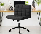 Oikiture Mid Back Office Chair Wide Seat PU Leather Black w/Wheels
