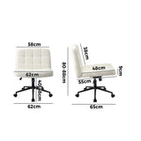 Oikiture Office Chair Wide Seat Boucle White with Wheels