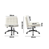 Oikiture Office Chair Wide Seat Boucle White with Wheels - Front View