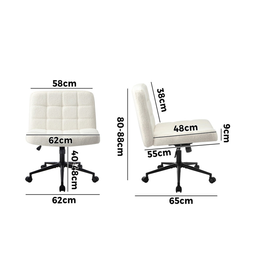 Oikiture Office Chair Wide Seat Boucle White with Wheels