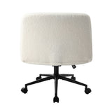 Oikiture Office Chair Wide Seat Boucle White with Wheels