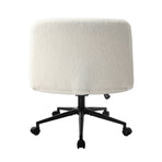 Oikiture Office Chair Wide Seat Boucle White with Wheels