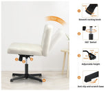 Oikiture Mid Back Office Chair Wide Seat Boucle White No Wheels
