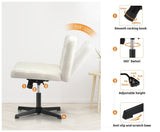 Oikiture Mid Back Office Chair Wide Seat Boucle White No Wheels - Rear View