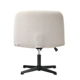 Oikiture Office Chair Wide Seat Linen Beige No Wheels - Rear View