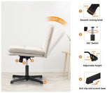 Oikiture Office Chair Wide Seat Linen Beige No Wheels