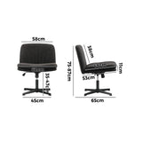 Oikiture Armless Office Chair Wide Seat Linen Charcoal No Wheels - Front View