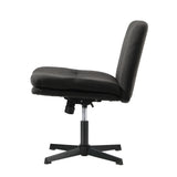 Oikiture Armless Office Chair Wide Seat Linen Charcoal No Wheels